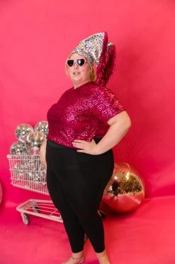 Fringe Co Raspberry Sequin Party Crop Shop Spring Sparkles