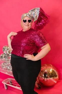 Fringe Co Raspberry Sequin Party Crop Shop Spring Sparkles