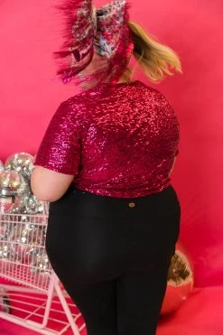 Fringe Co Raspberry Sequin Party Crop Shop Spring Sparkles