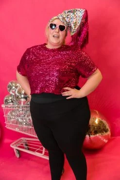 Fringe Co Raspberry Sequin Party Crop Shop Spring Sparkles