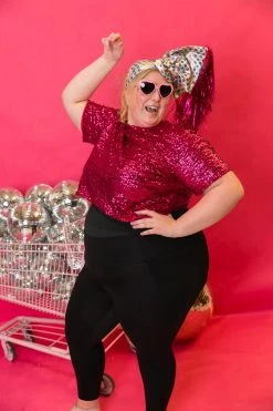 Fringe Co Raspberry Sequin Party Crop Shop Spring Sparkles