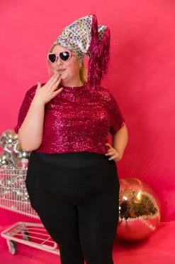 Fringe Co Raspberry Sequin Party Crop Shop Spring Sparkles