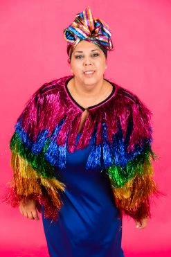 Fringe Co Totally Tinsel Collection The Rebel Rainbow Tinsel Fringe Jacket