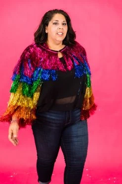 Fringe Co Totally Tinsel Collection The Rebel Rainbow Tinsel Fringe Jacket