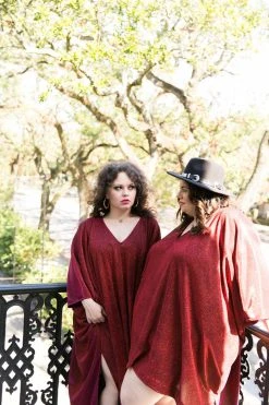Fringe Co Red Glitter Long Caftan Caftan Club Collection