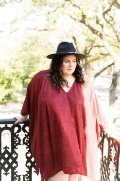 Fringe Co Caftan Club Collection Red Glitter Short Caftan