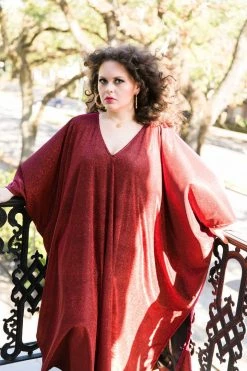 Fringe Co Red Glitter Long Caftan Caftan Club Collection