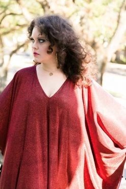 Fringe Co Red Glitter Long Caftan Caftan Club Collection
