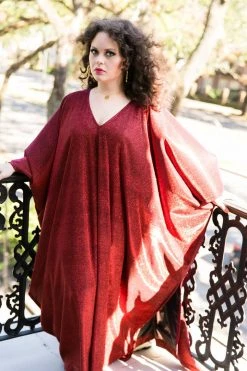 Fringe Co Red Glitter Long Caftan Caftan Club Collection