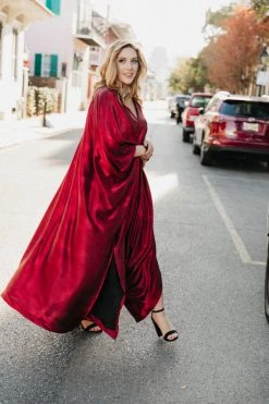 Fringe Co Red Metallic Lame Long Caftan Caftan Club Collection