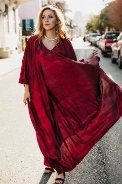 Fringe Co Red Metallic Lame Long Caftan Caftan Club Collection