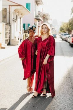 Fringe Co Red Metallic Lame Short Caftan