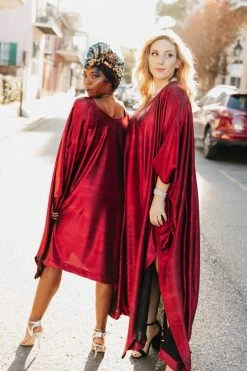 Fringe Co Red Metallic Lame Short Caftan