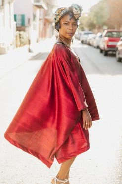 Fringe Co Red Metallic Lame Short Caftan