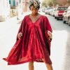 Fringe Co Red Metallic Lame Short Caftan