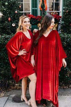 Fringe Co Red Velvet Long Caftan Caftan Club Collection