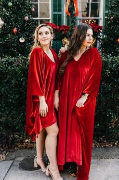Fringe Co Red Velvet Long Caftan Caftan Club Collection