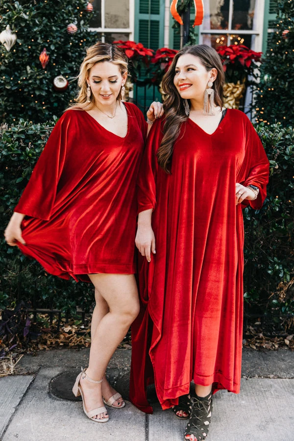 Fringe Co Red Velvet Short Caftan 6 Fringe Co Red Velvet Short Caftan