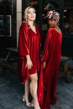 Fringe Co Red Velvet Long Caftan Caftan Club Collection