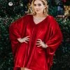 Fringe Co Red Velvet Short Caftan