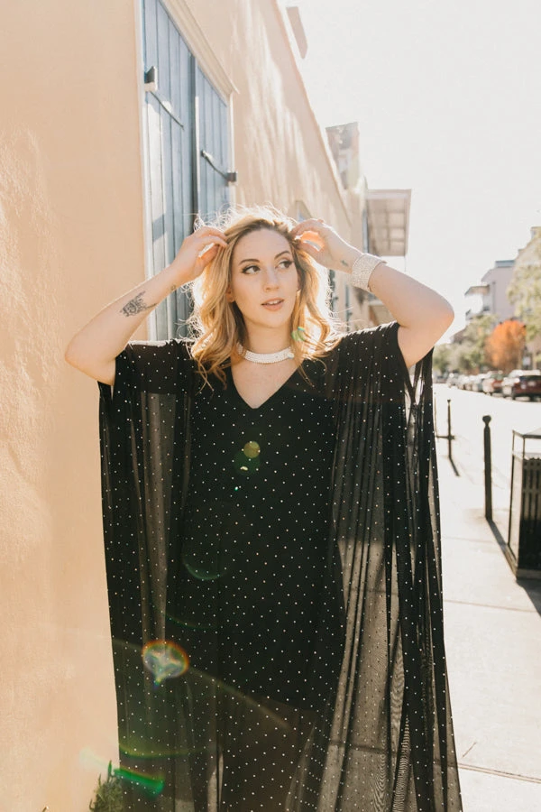 Fringe Co Caftan Club Collection Rhinestone Sheer Long Caftan 2 Fringe Co Caftan Club Collection Rhinestone Sheer Long Caftan