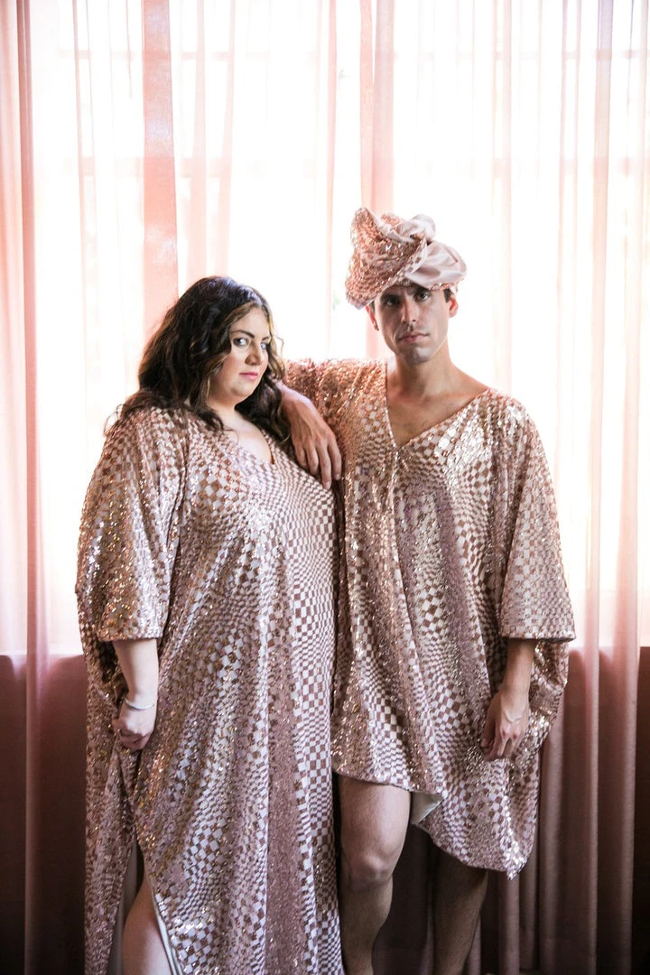 Fringe Co Rose Gold Sequin Check Long Caftan Caftan Club Collection 5 Fringe Co Rose Gold Sequin Check Long Caftan Caftan Club Collection