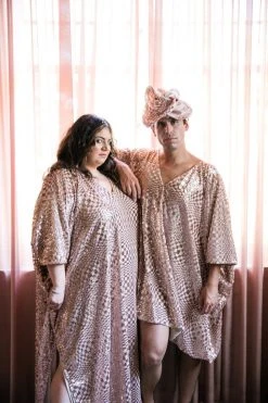 Fringe Co Rose Gold Sequin Check Short Caftan