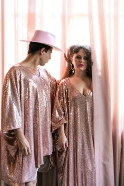 Fringe Co Rose Gold Glitz Sequin Short Caftan
