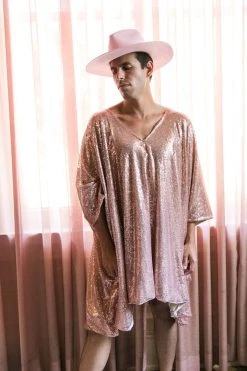 Fringe Co Rose Gold Glitz Sequin Short Caftan