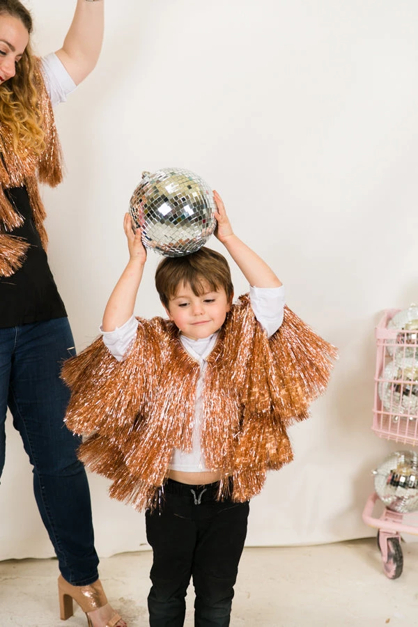 Fringe Co Totally Tinsel Collection Rose Gold Mini Tinsel Jacket 1 Fringe Co Totally Tinsel Collection Rose Gold Mini Tinsel Jacket