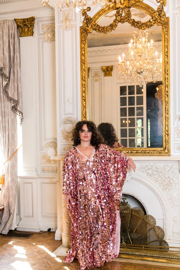 Fringe Co Caftan Club Collection Rose Gold Paillette Sequin Long Caftan 8 Fringe Co Caftan Club Collection Rose Gold Paillette Sequin Long Caftan