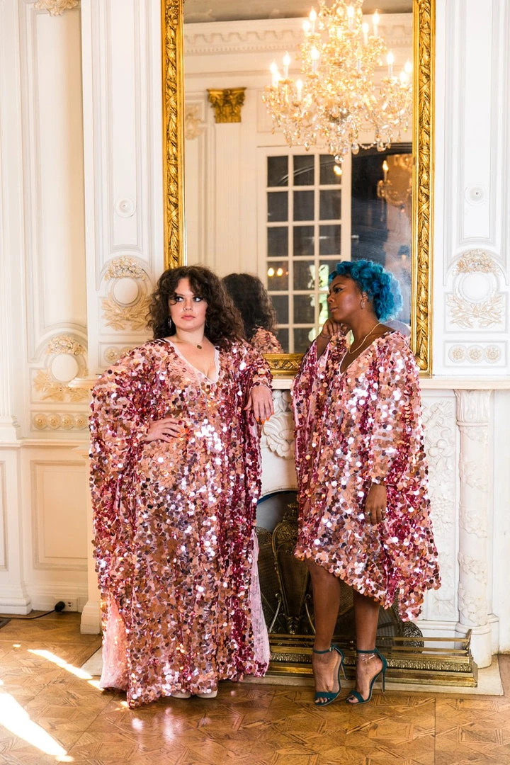 Fringe Co Caftan Club Collection Rose Gold Paillette Sequin Long Caftan 4 Fringe Co Caftan Club Collection Rose Gold Paillette Sequin Long Caftan