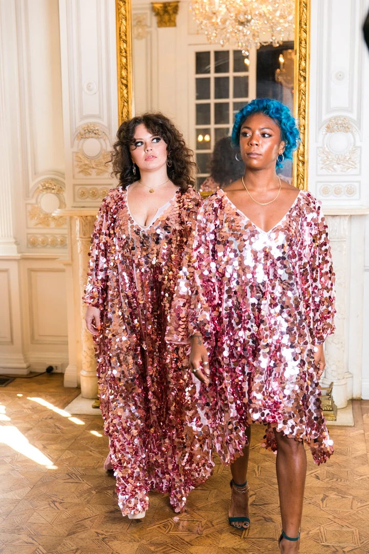 Fringe Co Caftan Club Collection Rose Gold Paillette Sequin Short Caftan 6 Fringe Co Caftan Club Collection Rose Gold Paillette Sequin Short Caftan