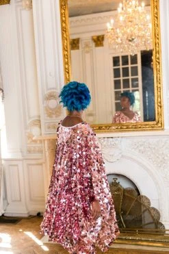 Fringe Co Caftan Club Collection Rose Gold Paillette Sequin Short Caftan 14 Fringe Co Caftan Club Collection Rose Gold Paillette Sequin Short Caftan