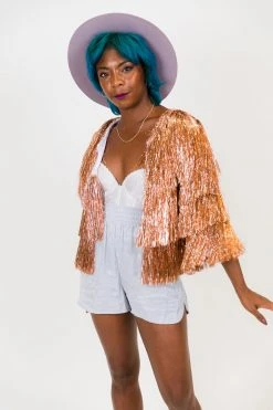 Fringe Co Rose Gold Tinsel Jacket Totally Tinsel Collection