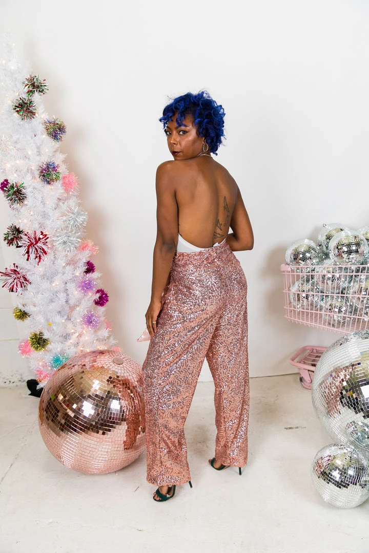 Fringe Co Rose Gold High Waisted Sequin Pants Sequin Collection 7 Fringe Co Rose Gold High Waisted Sequin Pants Sequin Collection