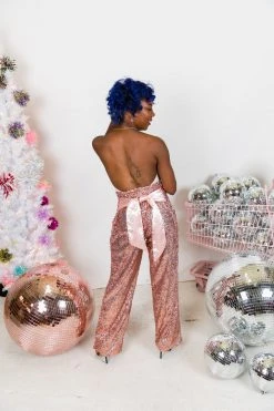 Fringe Co Rose Gold High Waisted Sequin Pants Sequin Collection 18 Fringe Co Rose Gold High Waisted Sequin Pants Sequin Collection