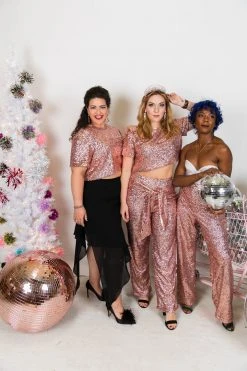 Fringe Co Rose Gold High Waisted Sequin Pants Sequin Collection 24 Fringe Co Rose Gold High Waisted Sequin Pants Sequin Collection