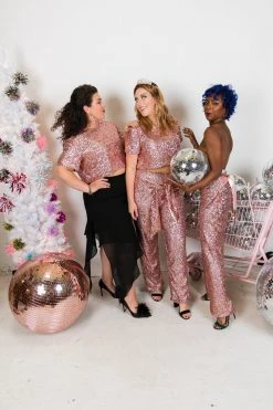 Fringe Co Rose Gold High Waisted Sequin Pants Sequin Collection 17 Fringe Co Rose Gold High Waisted Sequin Pants Sequin Collection