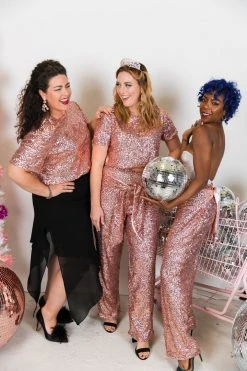 Fringe Co Rose Gold High Waisted Sequin Pants Sequin Collection 20 Fringe Co Rose Gold High Waisted Sequin Pants Sequin Collection