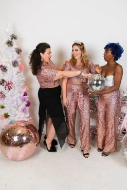 Fringe Co Rose Gold High Waisted Sequin Pants Sequin Collection 29 Fringe Co Rose Gold High Waisted Sequin Pants Sequin Collection