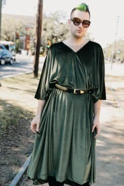 Fringe Co Caftan Club Collection Sage Green Velvet Long Caftan