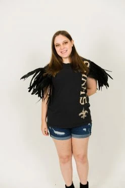 Fringe Co Saints Feather Sleeve Party Tee