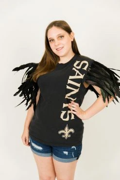 Fringe Co Saints Feather Sleeve Party Tee