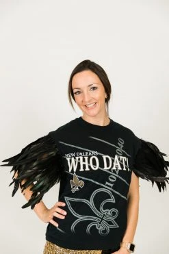 Fringe Co Saints Feather Sleeve Party Tee