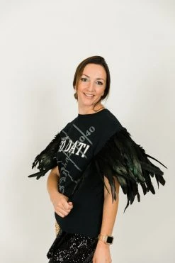 Fringe Co Saints Feather Sleeve Party Tee