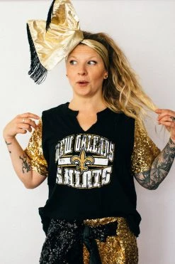 Fringe Co Gold Metallic With Black Fringe Trim Party Wrap