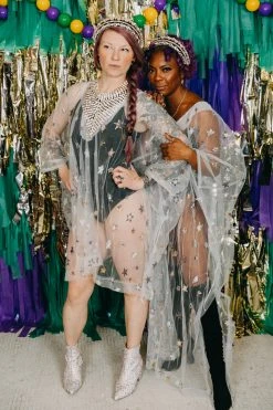 Fringe Co Sheer Star Short Caftan