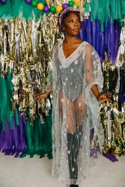 Fringe Co Caftan Club Collection Sheer Star Long Caftan