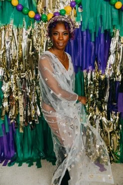 Fringe Co Caftan Club Collection Sheer Star Long Caftan